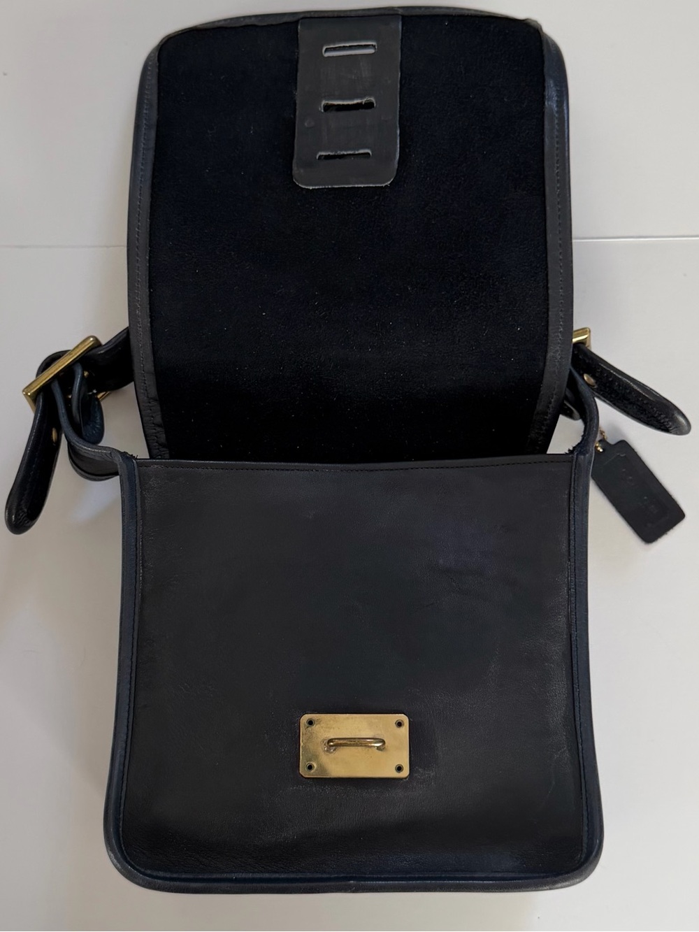 Vintage Coach Hasp Bag 9260 Black Leather Brass Bonnie Cashin Era 1970s - Picture 6 of 16